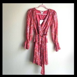 LC Lauren Conrad Gypsy Red Floral Long Sleeve Dress